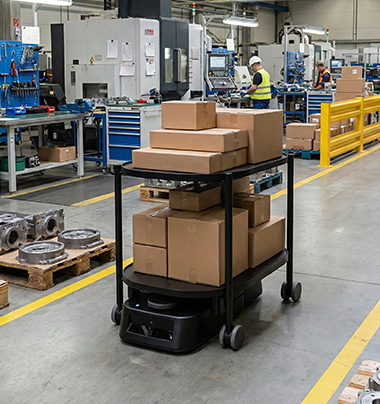 55cmの小型設計で、狭い通路もスムーズに走行