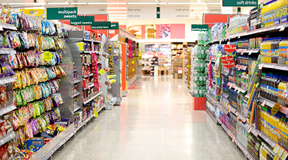 商品棚や障害物の多いスーパー・小売店