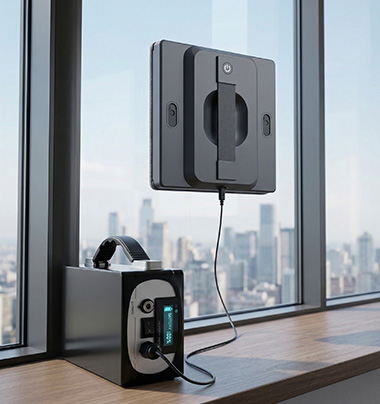 コンセントなしで運用できる、コンパクト充電器付き